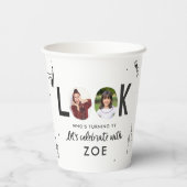 Modern Foto Collage Spaß HandGezeichnet Geburtstag Pappbecher (Rückseite)