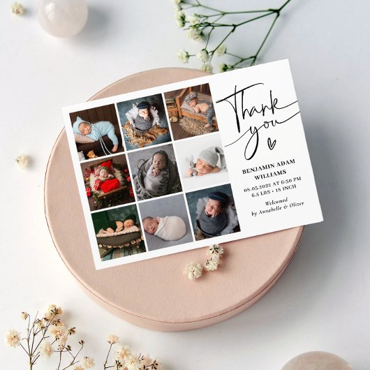 Modern Foto Collage Vielen Dank, dass Sie geboren Ankündigung