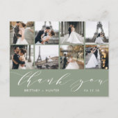 Modern Foto Collage Vielen Dank Sage Green Postkarte (Vorderseite)
