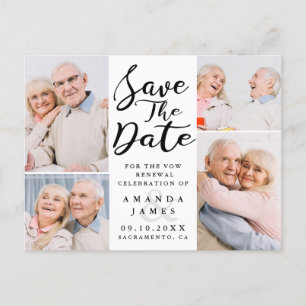 Modern Foto Collage Vow Renewal Save the Date Ankündigungspostkarte