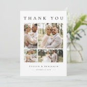 Modern Foto Collage Wedding Dankeschön Card Dankeskarte (Stehend Vorderseite)
