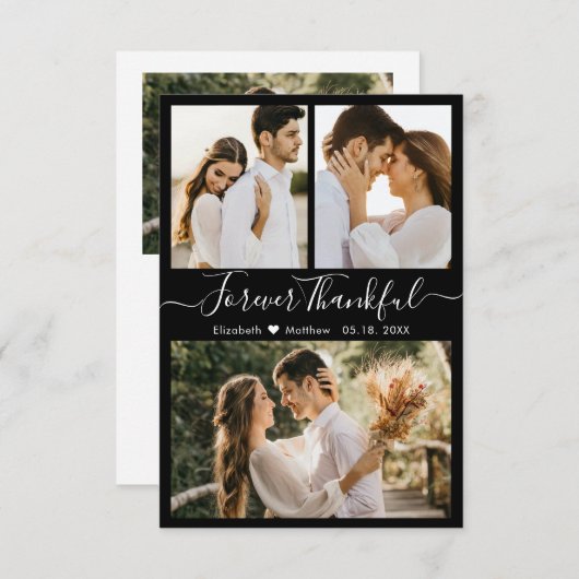 Modern Foto Collage Wedding Dankeschön Card Dankeskarte (Vorne/Hinten)
