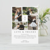 Modern Foto Collage Wedding Dankeschön Card Einladung (Stehend Vorderseite)