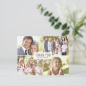 Modern Foto Collage Wedding Vielen Dank Postcard Postkarte (Stehend Vorderseite)