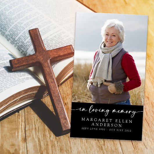 Modern Foto Cross Beerdigung Prayer Card