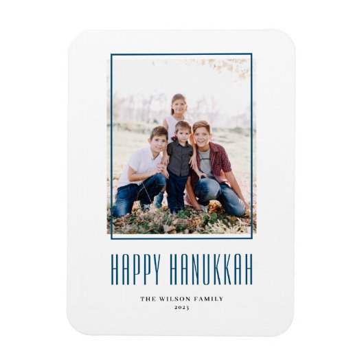 Modern Foto Frame Happy Hanukkah Magnet (Vertikal)