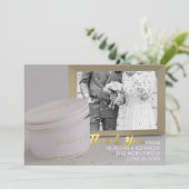 Modern Foto Frame Wedding Danke Card Ankündigung (Stehend Vorderseite)