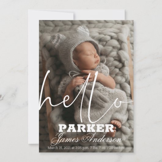 Modern Foto Hallo Geburtstagskündigung Einladung (Vorderseite)