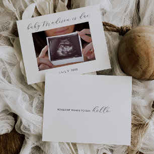 Modern Foto Hello Baby Announccard Dankeskarte