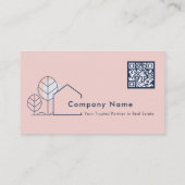 Modern Foto House Logo Blush Navy Blue Realtor Visitenkarte (Rückseite)