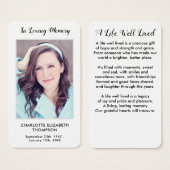 Modern Foto Memorial Beerdigung Karte (Vorne & Hinten)