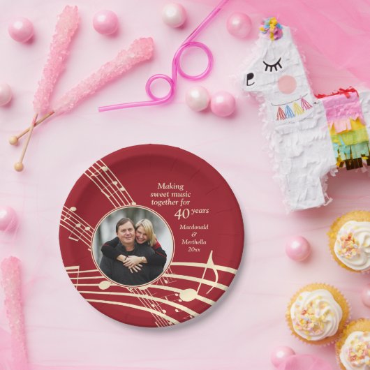 Modern Foto MUSIC 40. Ruby Wedding Jubiläum Pappteller (Party)