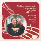 Modern Foto MUSIC 40. Ruby Wedding Jubiläum Rechteckiger Pappuntersetzer (Vorderseite)