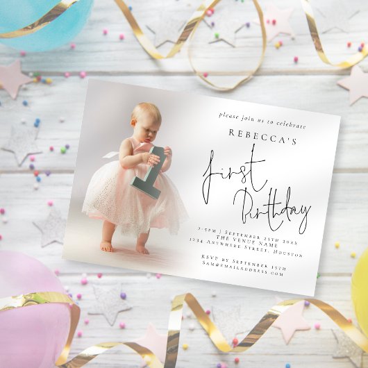Modern Foto Overlay 1. Geburtstag Einladung