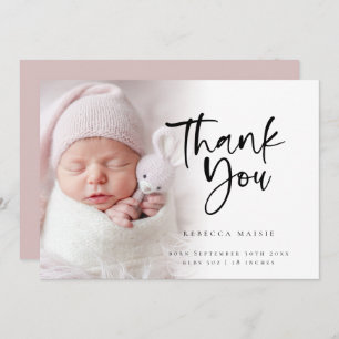 Modern Foto Overlay Girl Danke für die Geburt Ankündigung
