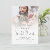 Modern Foto Overlay Script Bridal Brunch Einladung (Stehend Vorderseite)