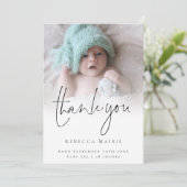 Modern Foto Overlay Vielen Dank für die Geburtserk Dankeskarte (Stehend Vorderseite)