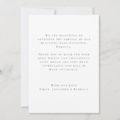 Modern Foto Overlay Vielen Dank für die Geburtserk Dankeskarte (Rückseite)