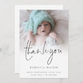 Modern Foto Overlay Vielen Dank für die Geburtserk Dankeskarte (Vorne/Hinten)