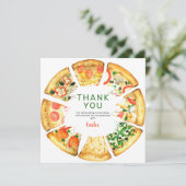 Modern Foto Pizza Birthday Party Dankeskarte (Stehend Vorderseite)