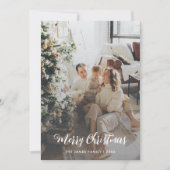 Modern Foto Script Family Christmas Card Dankeskarte (Vorderseite)