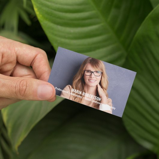 Modern Foto Simple Blue QR Code Social Media Visitenkarte