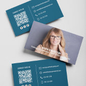 Modern Foto Simple Blue QR Code Social Media Visitenkarte