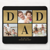 Modern Foto von Collage dad Black Gold Mouse Pad Mousepad (Vorne)