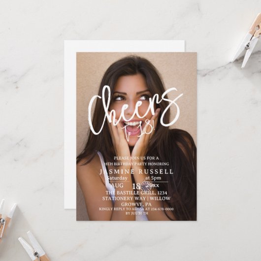 Modern Foto zum Geburtstag für sie Einladung (Vorderseite/Rückseite Beispiel)