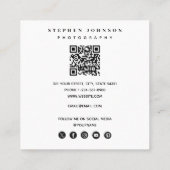 Modern Fotograf 3 Fotos QR Code Social Media Quadratische Visitenkarte (Rückseite)