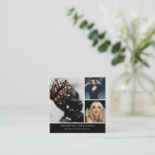 Modern Fotograf 3 Fotos QR Code Social Media Quadratische Visitenkarte (Stehend Vorderseite)