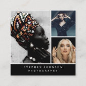 Modern Fotograf 3 Fotos QR Code Social Media Quadratische Visitenkarte (Vorderseite)