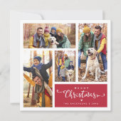 Modern Four Photo Collage Frohe Weihnachten (Vorderseite)