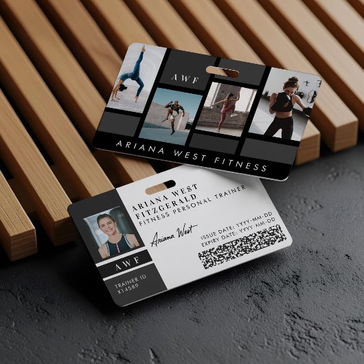 Modern Four Photo Collage Personal Trainer Fitness Ausweis