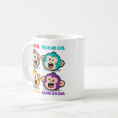 Modern Four Wise Monkeys Graphic Art Kaffeetasse (Vorderseite Links)