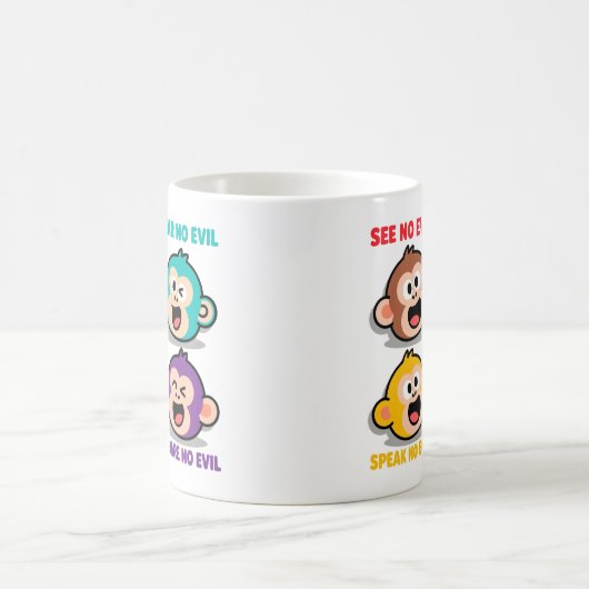Modern Four Wise Monkeys Graphic Art Kaffeetasse (Mittel)