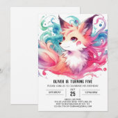 Modern Fox Birthday Einladung (Vorne/Hinten)