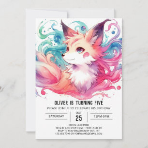 Modern Fox Birthday Einladung