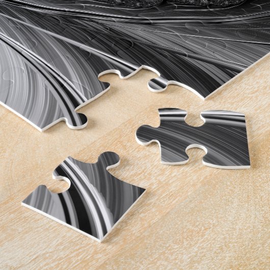 Modern Fractal All Black Nautilus Golden Ratio Puzzle (Seite)