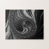 Modern Fractal All Black Nautilus Golden Ratio Puzzle (Horizontal)