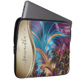 Modern Fractal Blue Gold Handwritten Name Case-Mat Laptopschutzhülle (Vorne Rechts)