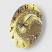 Modern Fractal Gold Metallic Metal Spiral Große Wanduhr (Winkel)