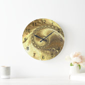 Modern Fractal Gold Metallic Metal Spiral Große Wanduhr (Zuhause)