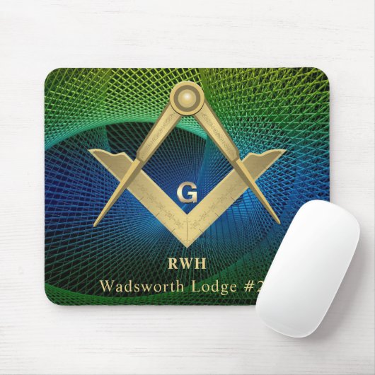 Modern Fraktal Masonic Mit Monogramm Mouse Pad Mousepad (Mit Mouse)