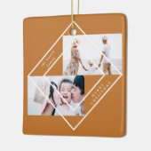 Modern Frame Gold Zwei Foto Frohe Weihnachten Keramikornament (Links)