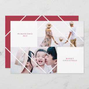 Modern Frame Red Christmas Foto Card Feiertagskarte