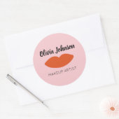 Modern Französisch Chic Red Lips Beautician Minima Runder Aufkleber (Umschlag)