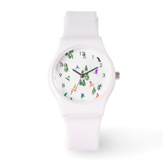 Modern Freeride Snowboarder Snowboarder Kunst Armbanduhr (Vorderseite)