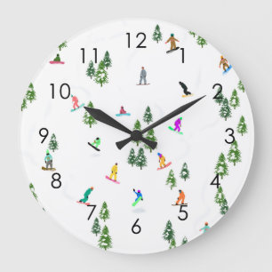 Modern Freeride Snowboarder Snowboarding Art Große Wanduhr