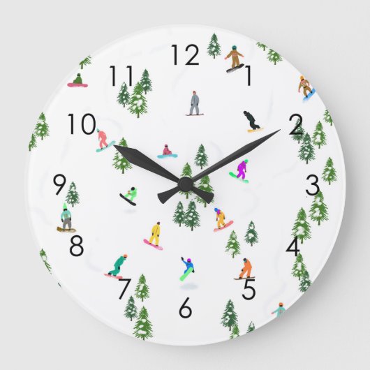 Modern Freeride Snowboarder Snowboarding Art Große Wanduhr (Vorderseite)